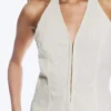 Ripstop Halter V-Neck Top – Light Beige Ripstop Halter V-Neck Top – Light Beige