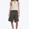 Ripstop Halter V-Neck Top – Light Beige Ripstop Halter V-Neck Top – Light Beige