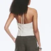 Ripstop Halter V-Neck Top – Light Beige Ripstop Halter V-Neck Top – Light Beige
