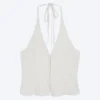 Ripstop Halter V-Neck Top – Light Beige Ripstop Halter V-Neck Top – Light Beige