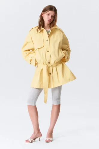 Rosabel Loose Single-Breasted Trench Coat – Light Yellow