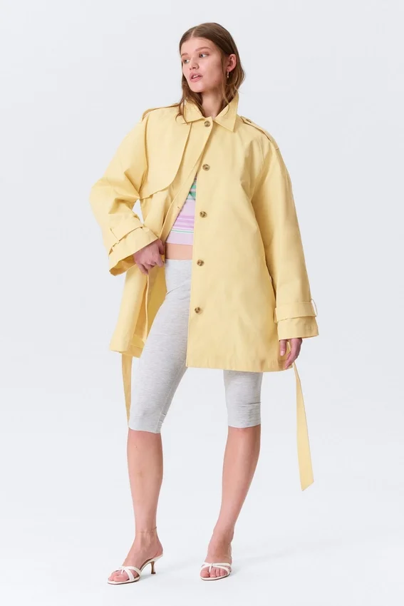 Rosabel Loose Single-Breasted Trench Coat – Light Yellow Rosabel Loose Single-Breasted Trench Coat – Light Yellow