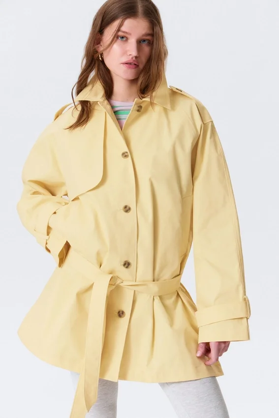 Rosabel Loose Single-Breasted Trench Coat – Light Yellow Rosabel Loose Single-Breasted Trench Coat – Light Yellow