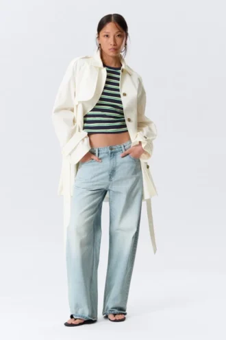 Rosabel Loose Single-Breasted Trench Coat – White