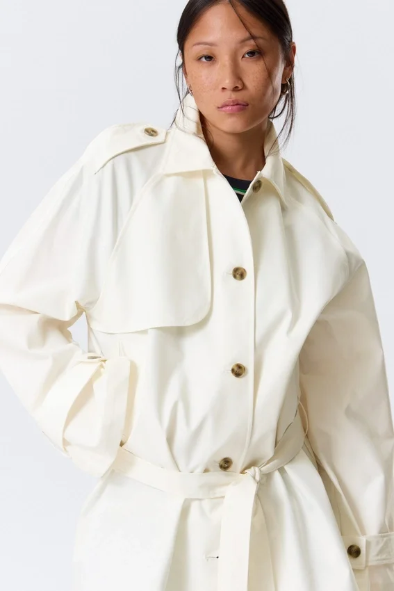 Rosabel Loose Single-Breasted Trench Coat – White Rosabel Loose Single-Breasted Trench Coat – White