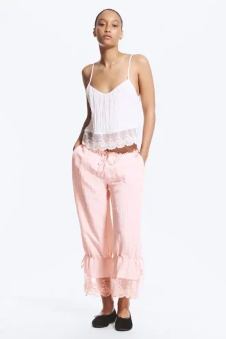 Rosabel Low Rise Loose Lace-Trim Bloomers – Light Dusty Pink