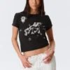 Rosabel Printed Baby Tee – Black – Unicorn Rosabel Printed Baby Tee – Black – Unicorn