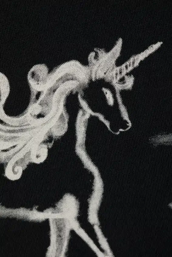 Rosabel Printed Baby Tee – Black – Unicorn Rosabel Printed Baby Tee – Black – Unicorn