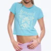 Rosabel Printed Baby Tee – Turquoise – Butterfly Rosabel Printed Baby Tee – Turquoise – Butterfly