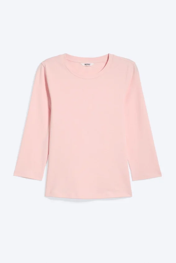 Round Neck Three-Quarter Sleeve Top – Light Dusty Peach Round Neck Three-Quarter Sleeve Top – Light Dusty Peach