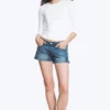 Round Neck Three-Quarter Sleeve Top – White Round Neck Three-Quarter Sleeve Top – White
