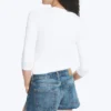 Round Neck Three-Quarter Sleeve Top – White Round Neck Three-Quarter Sleeve Top – White