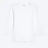 Round Neck Three-Quarter Sleeve Top – White Round Neck Three-Quarter Sleeve Top – White
