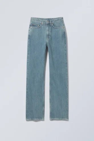 Rowe Super High Waisted Regular Straight Jeans – 2000 Blue – Medium Blue