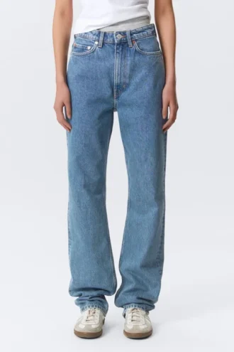 Rowe Super High Waisted Regular Straight Jeans – 90S Blue – Medium Blue