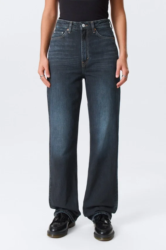 Rowe Super High Waisted Regular Straight Jeans – Angel Blue – Dark Blue Rowe Super High Waisted Regular Straight Jeans – Angel Blue – Dark Blue