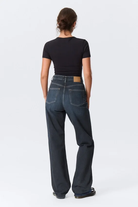Rowe Super High Waisted Regular Straight Jeans – Angel Blue – Dark Blue Rowe Super High Waisted Regular Straight Jeans – Angel Blue – Dark Blue