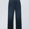 Rowe Super High Waisted Regular Straight Jeans – Compact Blue – Dark Blue