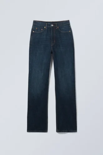 Rowe Super High Waisted Regular Straight Jeans – Compact Blue – Dark Blue
