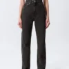 Rowe Super High Waisted Regular Straight Jeans – Echo Black – Black