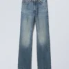 Rowe Super High Waisted Regular Straight Jeans – Iron Blue – Medium Blue Rowe Super High Waisted Regular Straight Jeans – Iron Blue – Medium Blue
