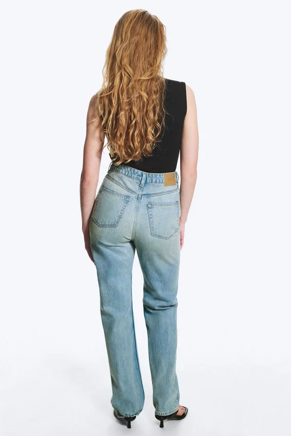 Rowe Super High Waisted Regular Straight Jeans – Port Blue – Light Blue Rowe Super High Waisted Regular Straight Jeans – Port Blue – Light Blue