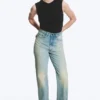 Rowe Super High Waisted Regular Straight Jeans – Port Blue – Light Blue Rowe Super High Waisted Regular Straight Jeans – Port Blue – Light Blue