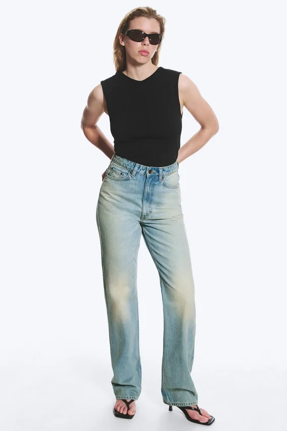 Rowe Super High Waisted Regular Straight Jeans – Port Blue – Light Blue Rowe Super High Waisted Regular Straight Jeans – Port Blue – Light Blue