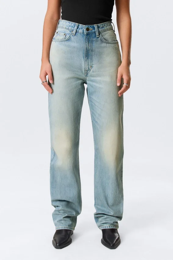 Rowe Super High Waisted Regular Straight Jeans – Port Blue – Light Blue Rowe Super High Waisted Regular Straight Jeans – Port Blue – Light Blue