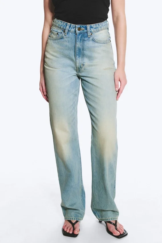 Rowe Super High Waisted Regular Straight Jeans – Port Blue – Light Blue Rowe Super High Waisted Regular Straight Jeans – Port Blue – Light Blue