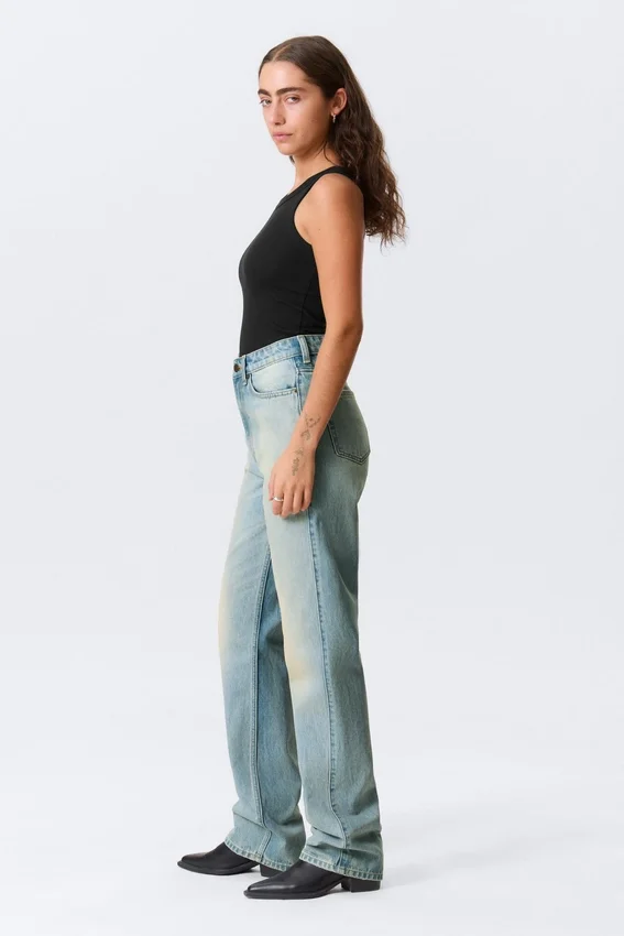 Rowe Super High Waisted Regular Straight Jeans – Port Blue – Light Blue Rowe Super High Waisted Regular Straight Jeans – Port Blue – Light Blue