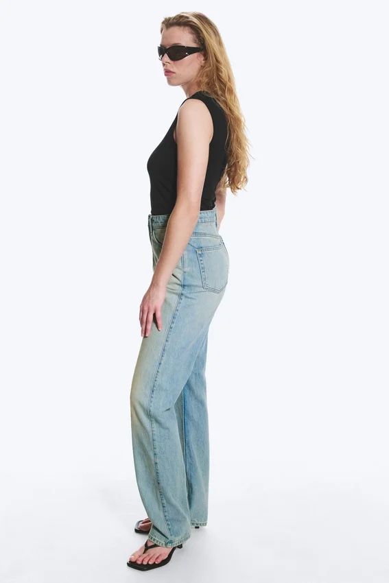 Rowe Super High Waisted Regular Straight Jeans – Port Blue – Light Blue Rowe Super High Waisted Regular Straight Jeans – Port Blue – Light Blue