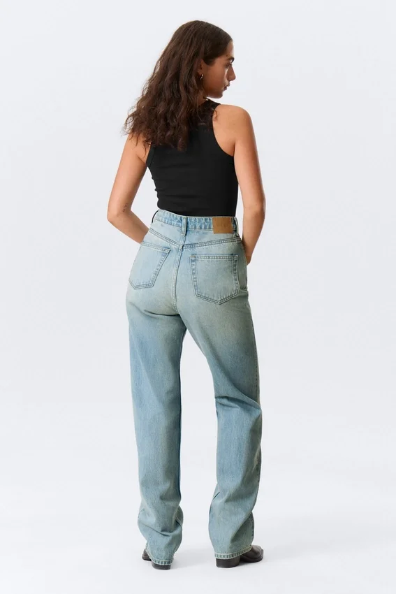 Rowe Super High Waisted Regular Straight Jeans – Port Blue – Light Blue Rowe Super High Waisted Regular Straight Jeans – Port Blue – Light Blue