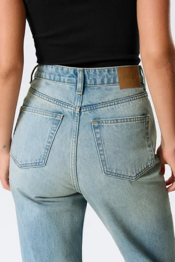 Rowe Super High Waisted Regular Straight Jeans – Port Blue – Light Blue Rowe Super High Waisted Regular Straight Jeans – Port Blue – Light Blue