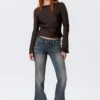 Ruched Boat-Neck Trumpet Sleeve Top – Dark Brown Ruched Boat-Neck Trumpet Sleeve Top – Dark Brown