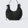 Ruched Crescent Shoulder Bag – Black Ruched Crescent Shoulder Bag – Black