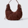Ruched Crescent Shoulder Bag – Dark Brown Ruched Crescent Shoulder Bag – Dark Brown