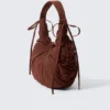 Ruched Crescent Shoulder Bag – Dark Brown Ruched Crescent Shoulder Bag – Dark Brown