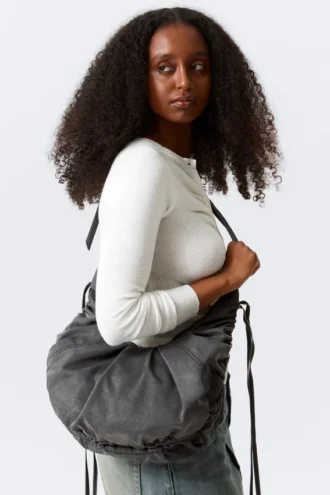 Ruched Crossbody Bag – Black