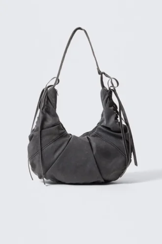 Ruched Crossbody Bag – Black