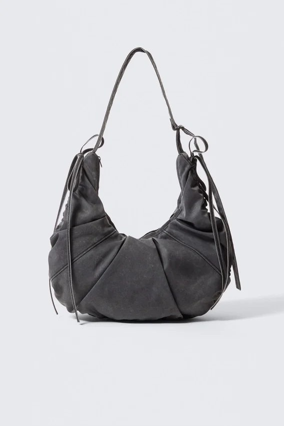Ruched Crossbody Bag – Black Ruched Crossbody Bag – Black