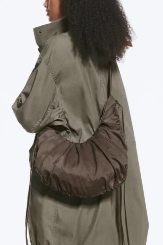 Ruched Crossbody Bag – Dark Brown