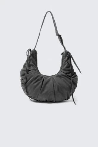 Ruched Crossbody Bag – Washed Black