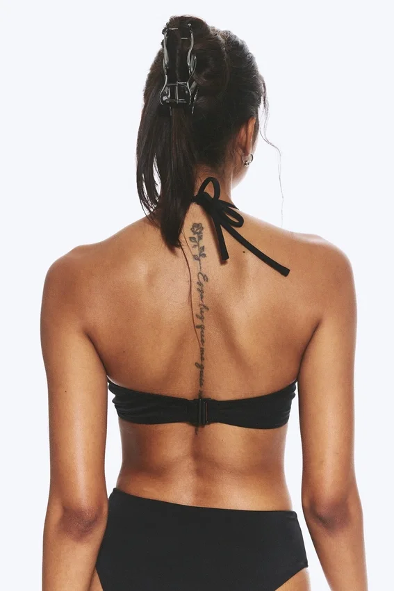 Ruched Halter Bandeau Bikini Top – Black Ruched Halter Bandeau Bikini Top – Black