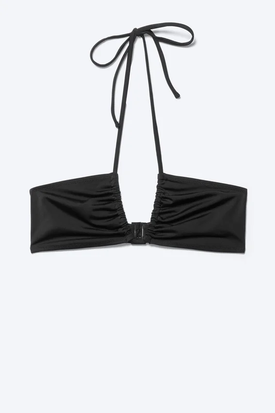Ruched Halter Bandeau Bikini Top – Black Ruched Halter Bandeau Bikini Top – Black