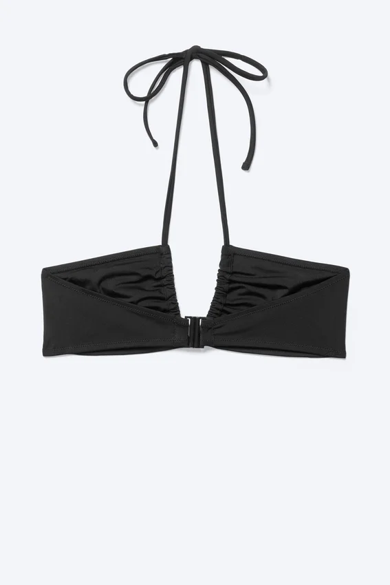 Ruched Halter Bandeau Bikini Top – Black Ruched Halter Bandeau Bikini Top – Black
