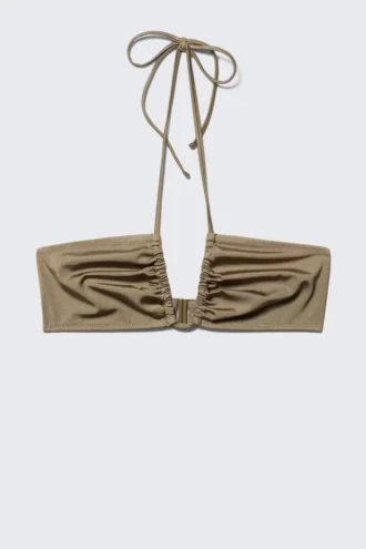 Ruched Halter Bandeau Bikini Top – Dusty Mole