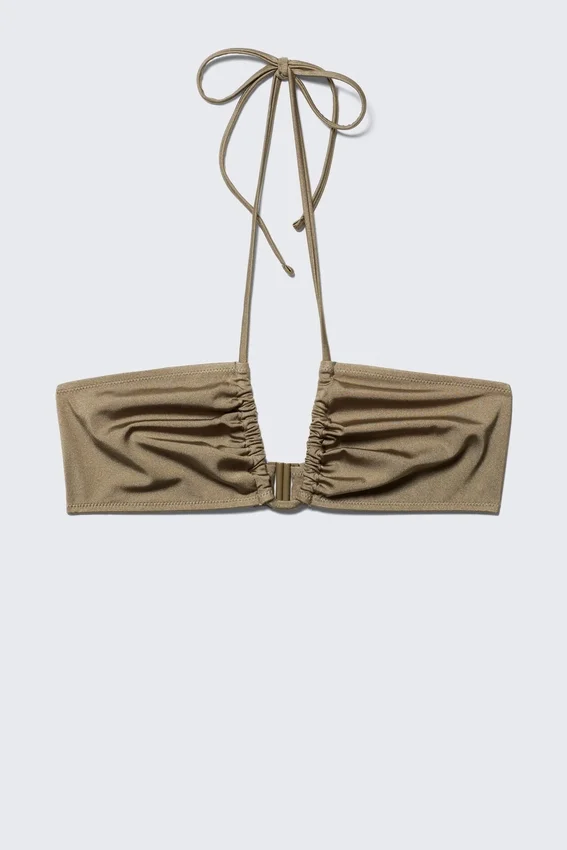Ruched Halter Bandeau Bikini Top – Dusty Mole Ruched Halter Bandeau Bikini Top – Dusty Mole
