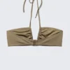 Ruched Halter Bandeau Bikini Top – Dusty Mole Ruched Halter Bandeau Bikini Top – Dusty Mole