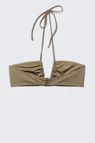 Ruched Halter Bandeau Bikini Top – Dusty Mole